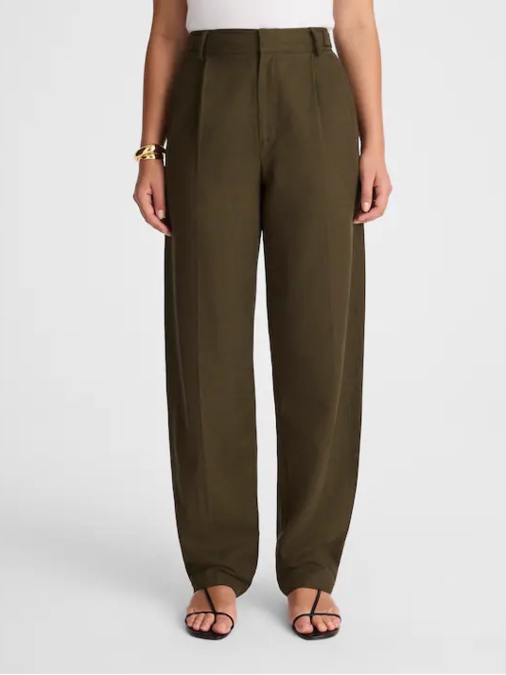 Madewell women’s High-Rise Barrel-Leg Pants burnished olive Size 8 NWT